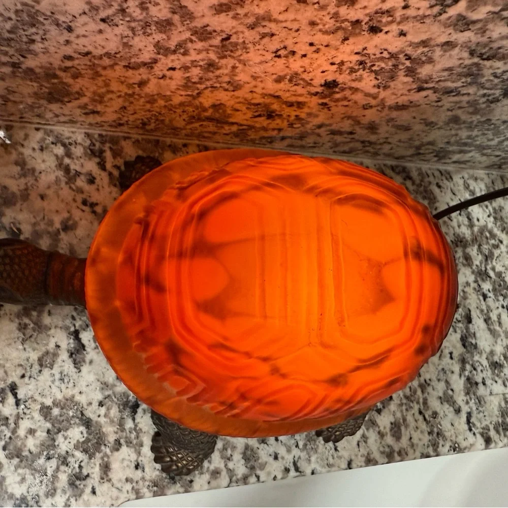 Turtle Shaped Reptile Heat Lamp‎ - Brown glass shell brass finish metal